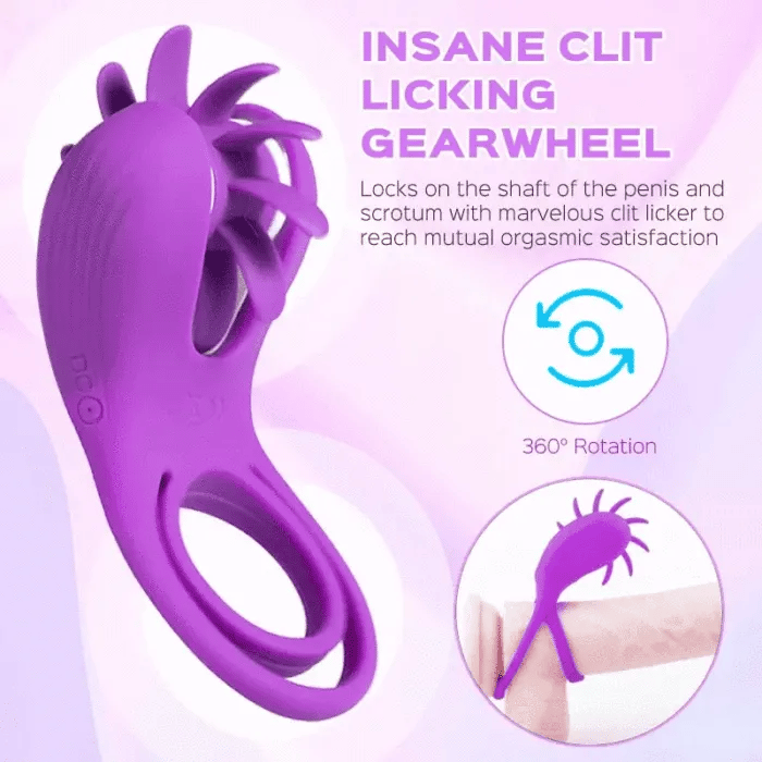 Fun Still™ ROXY Licking Sex Toy & Vibrating Dual Penis Ring