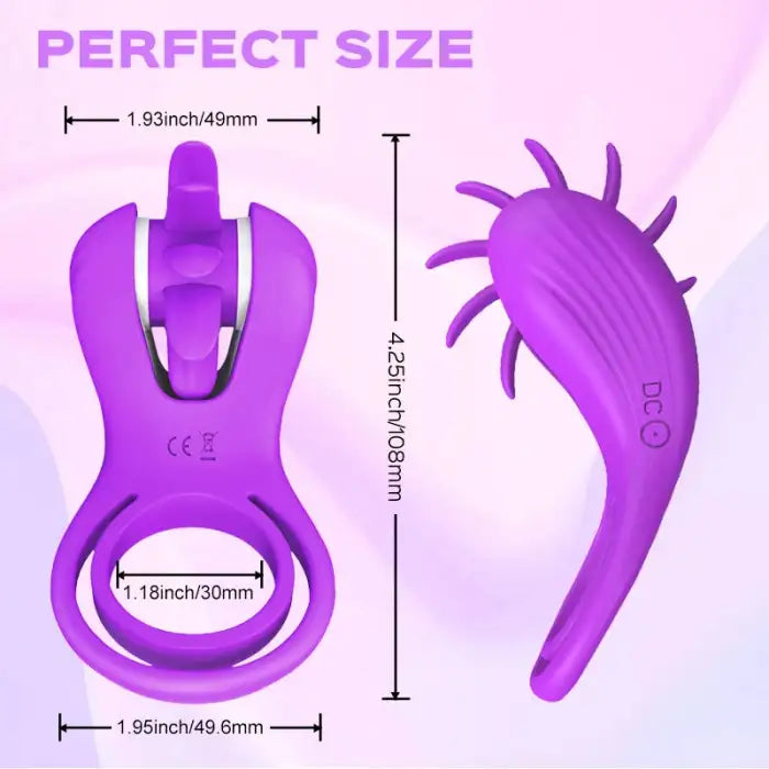 Fun Still™ ROXY Licking Sex Toy & Vibrating Dual Penis Ring