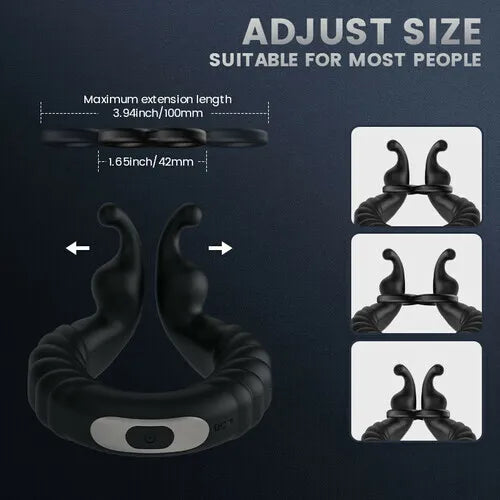Fun Still™ Perineum Massager | 10 Vibrating Dual Penis Ring