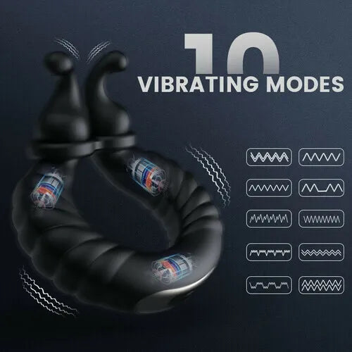 Fun Still™ Perineum Massager | 10 Vibrating Dual Penis Ring