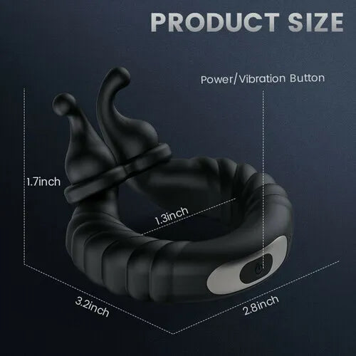 Fun Still™ Perineum Massager | 10 Vibrating Dual Penis Ring