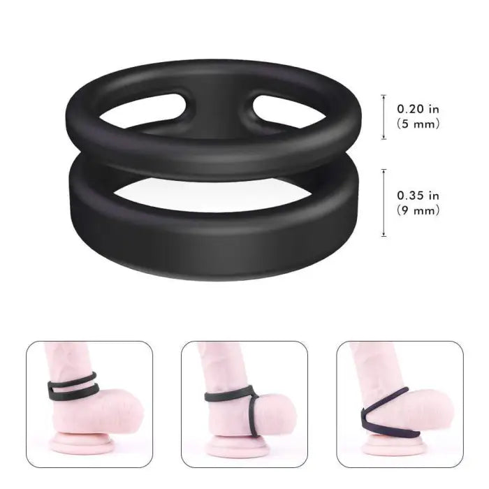 Fun Still™ Silicone Dual Penis Ring Erection Enhancing