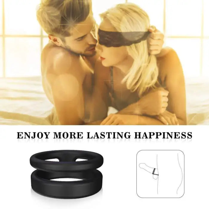 Fun Still™ Silicone Dual Penis Ring Erection Enhancing