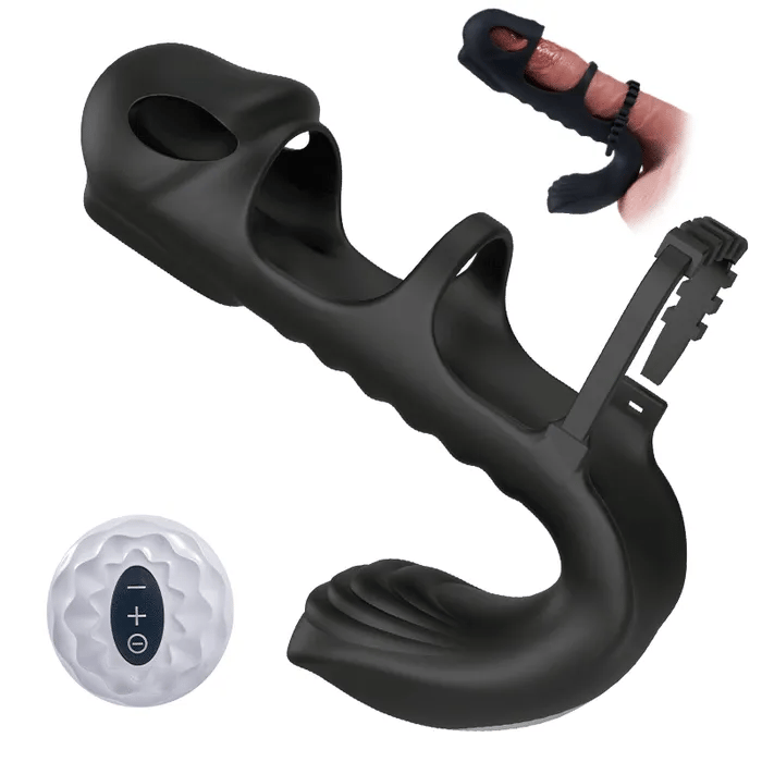 Fun Still™ Dual Motor 7 Vibrating Penis Sleeve and Vibrator 2-in-1 Adult Toy
