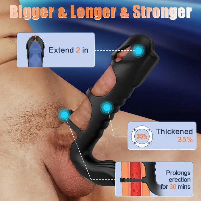 Fun Still™ Dual Motor 7 Vibrating Penis Sleeve and Vibrator 2-in-1 Adult Toy