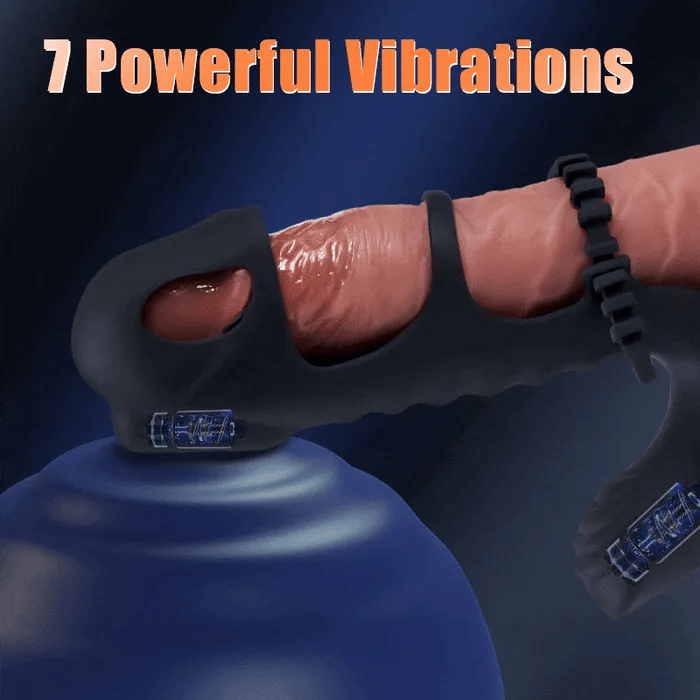 Fun Still™ Dual Motor 7 Vibrating Penis Sleeve and Vibrator 2-in-1 Adult Toy