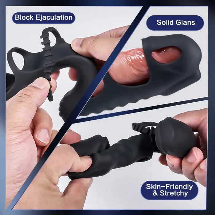 Fun Still™ Dual Motor 7 Vibrating Penis Sleeve and Vibrator 2-in-1 Adult Toy