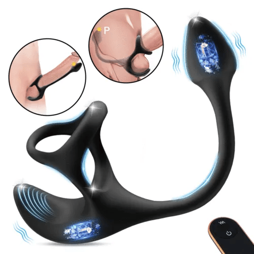 Fun Still™ Spherical Vibrating Anal Plug with Penis Rings