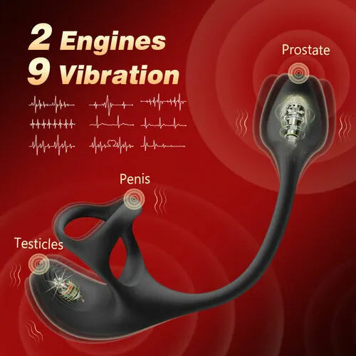 Fun Still™ Spherical Vibrating Anal Plug with Penis Rings