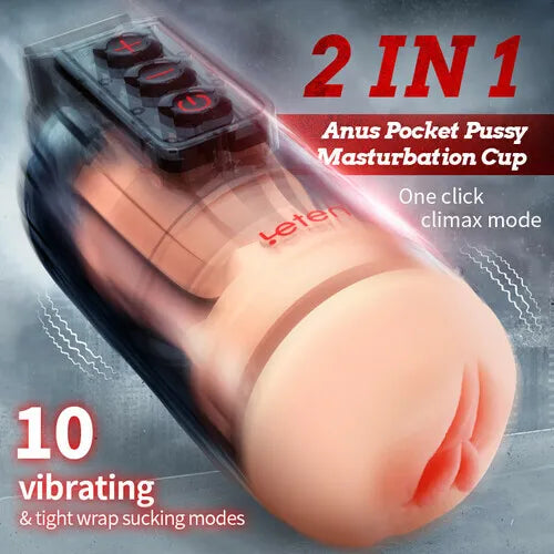 Fun Still™ LETEN App Control 10 Vibrating Masturbator and Pussy Pocket