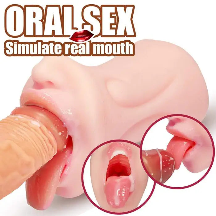 5.9 Inch Pocket Pussy Realistic Mouth With 3D Teeth And Tongue