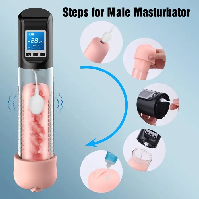 Fun Still™ 6 Suction 9 Vibration Electric Vacuum Penis Pump with Pocket Pussy
