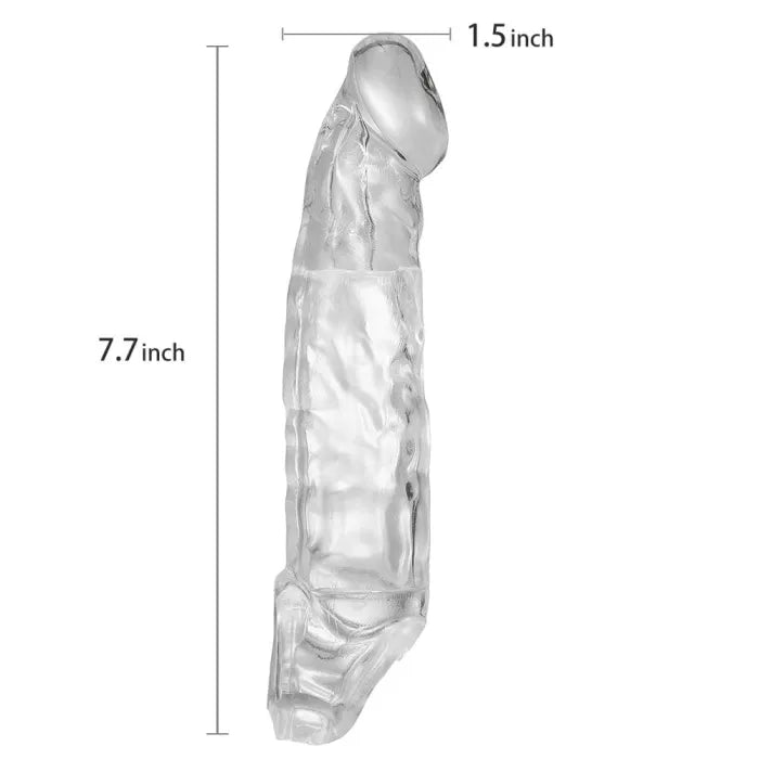 Fun Still™ 7.7 Inch Clear Textured Thicken Lengthen Penis Enhancement Sleeve